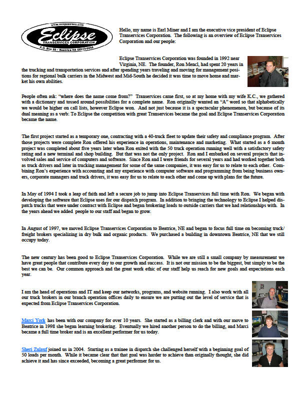 Eclipse Transervices Corporation History